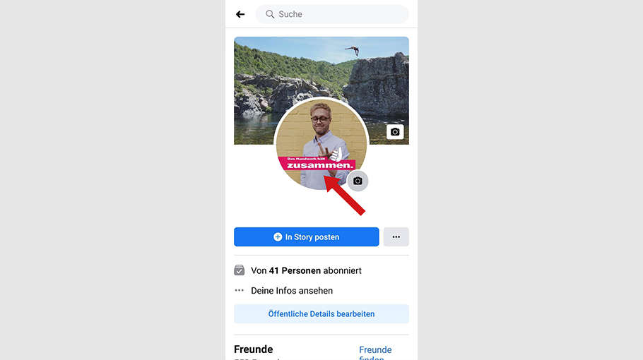 Handwerk Sticker zu Facebook Profilbild hinzufügen Schritt 4