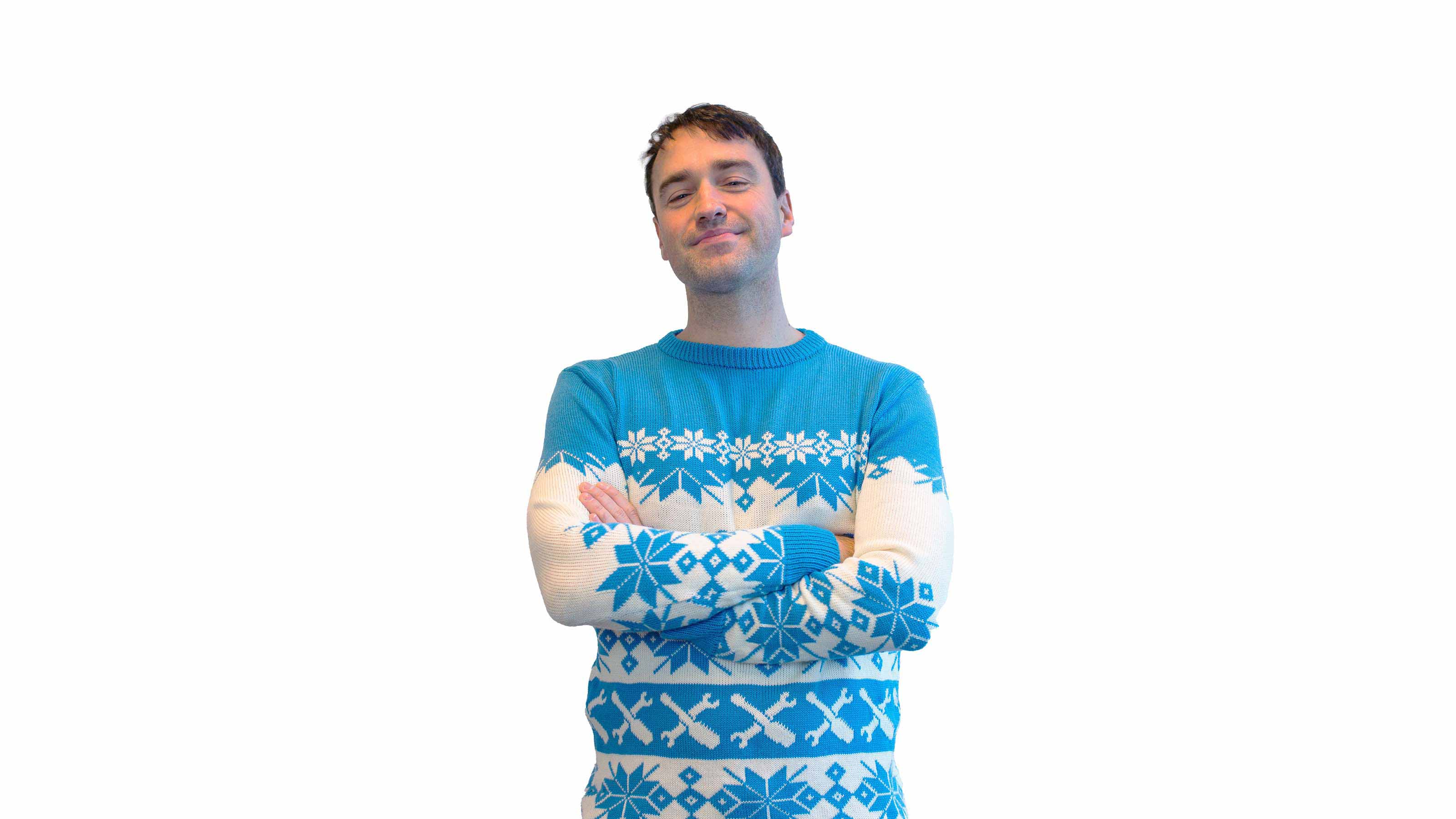 Benoby Weihnachtspullover blau weiß handwerkstil